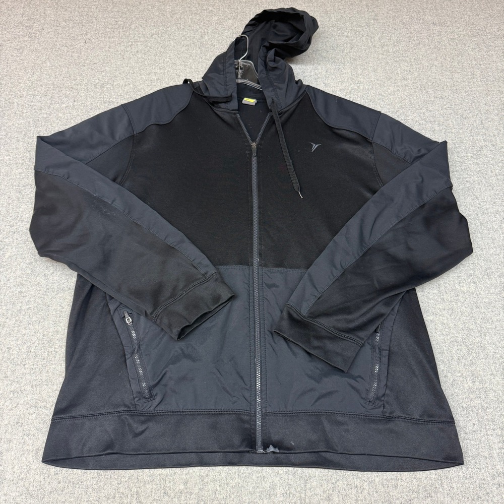 Old Navy Active Full Zip Hoodie XXL Black Go-Dry Mixed Media Athletic Jacket Men